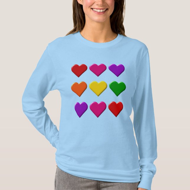 Valentine Hearts Långärmad T-Shirt (Framsida)