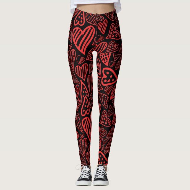 Valentine_hearts leggings black (Framsida)