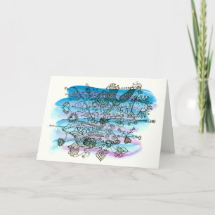 Valentine Hearts on Blue and Lila Anpassade Helgkort