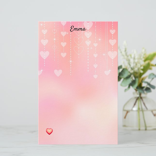 Valentine Hearts på en String Stationery Brevpapper (Skapare uppladdad)