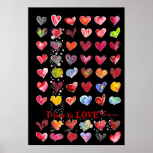 Valentine Hearts Poster i Black