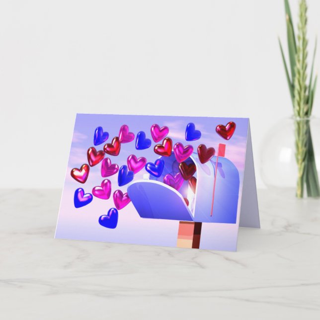 Valentine Hearts-postlåda Helgkort (Framsida)