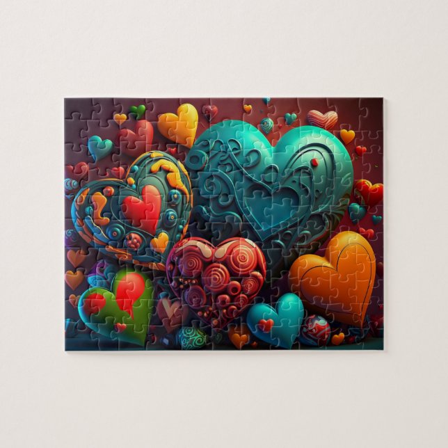 Valentine Hearts Puzzle Pussel (Horisontell)