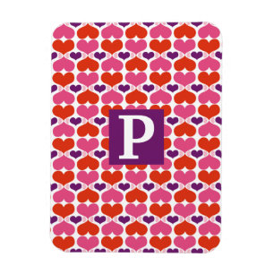 Valentine Hearts Quilt Monogram Magnet