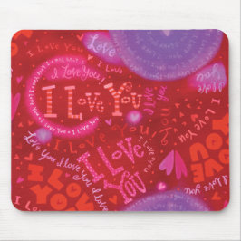 Valentine Hearts Rosa Red I Kärlek You Typography Musmatta