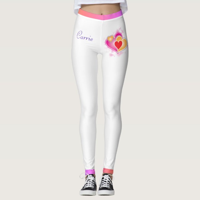 Valentine Hearts & Shades of Rosa Leggings (Framsida)