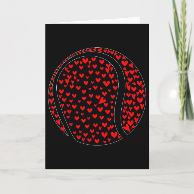 Valentine Hearts Söt Tennisspelare Formmatchning Kort (Framsida)