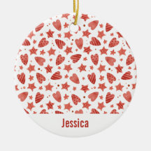 Valentine Hearts & Stars Mönster Ornament