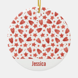 Valentine Hearts & Stars Mönster Ornament