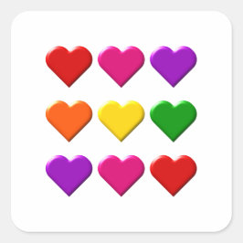 Valentine Hearts Sticker Fyrkantigt Klistermärke