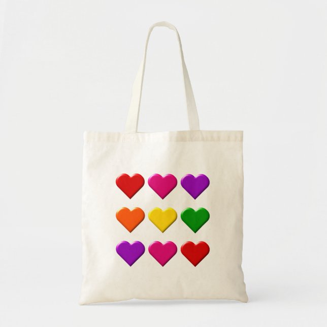 Valentine Hearts Tote Bag Tygkasse (Framsidan)