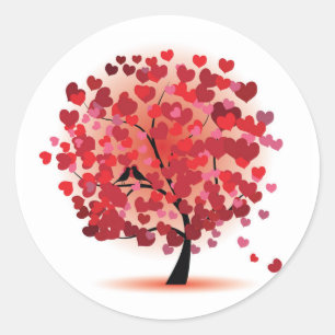 Valentine Hearts Träd Stickers Runt Klistermärke