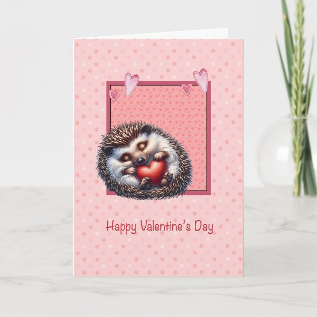 Valentine Hedgehog or Porcupine Card Helgkort (Framsida)