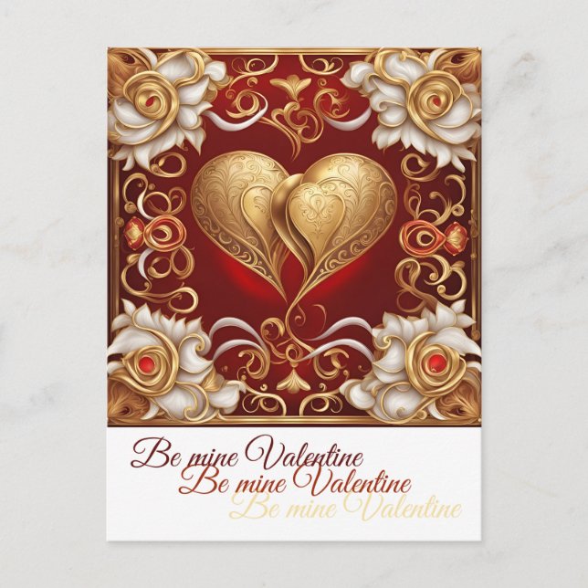 Valentine Herz 1 b Postcard Inbjudan Vykort (Framsida)