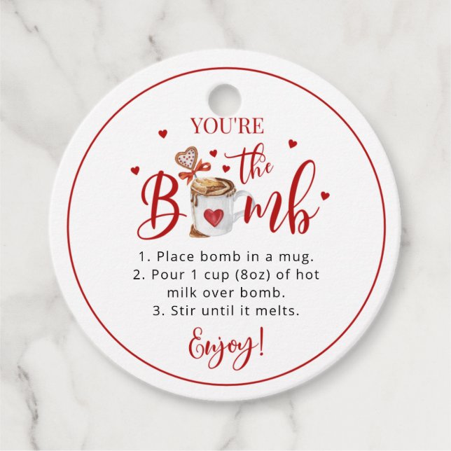 Valentine Hett Chokladbomb märkre Gåvor Etiketter (Framsida)