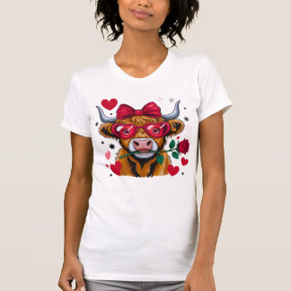 Valentine Highland Cow PNG Sublimation Des T Shirt