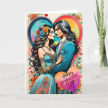 Valentine Hippie Couple i Embrace