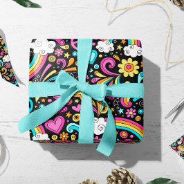 Valentine Hippie Peace Kärlek | Valentine Gift Wra Presentpapper