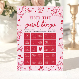 Valentine Hitta Gäst Bingo Bröllopsfest spel Inbjudningar