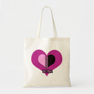 Valentine hjärta rosa och svart Var Min Tygkasse