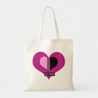 Valentine hjärta rosa och svart Var Min Tygkasse