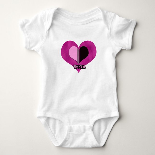 Valentine hjärta rosa och svart vara min t shirt (Framsida)
