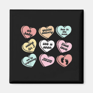 Valentine Hjärtan Godis Graviditet Annonsering Beb Magnet