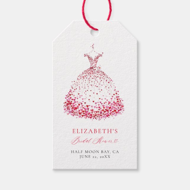 Valentine Hjärtan Klänning Sjal Elegant Bröllopsfe Presentetikett (Framsidan)