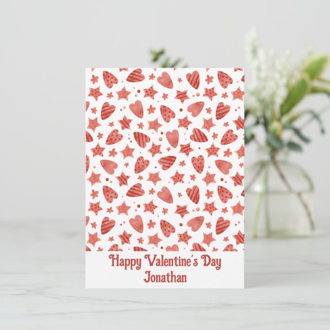 Valentine Hjärtan & Stjärnor Personlig Kort (Stående Fram)
