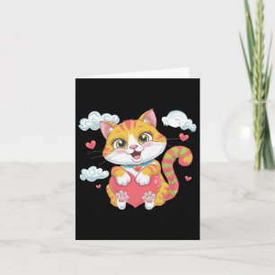 Valentine Hjärtkatts kärlekskatt Regnbåge Söt katt Kort