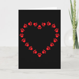 Valentine Hjärtpa Paw Print Hundälskare Kort
