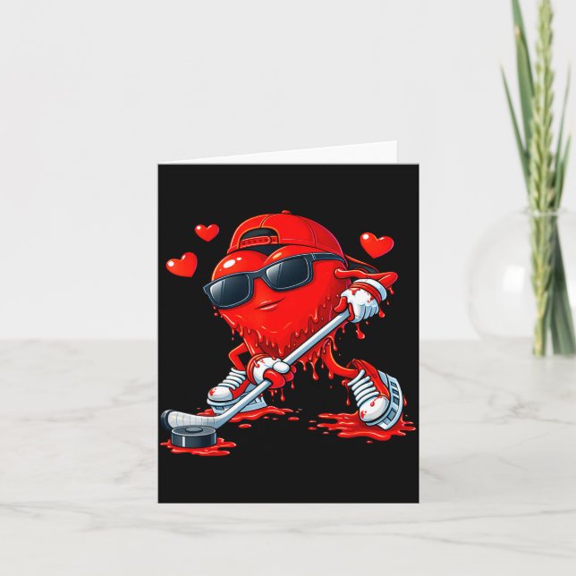Valentine Hockey Heart Drip Srt Kärlek Alla Hjärta Kort (Framsida)