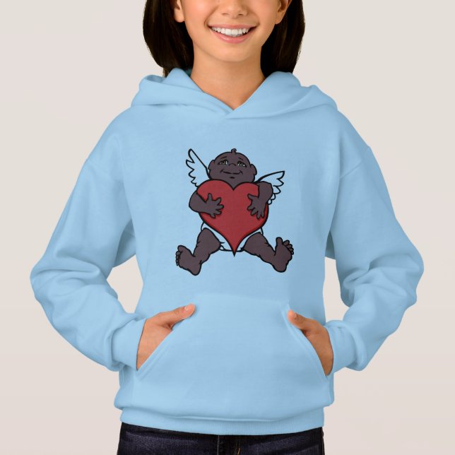 Valentine Hoodies African Cupid Sweatshirt Tröja (Framsida)