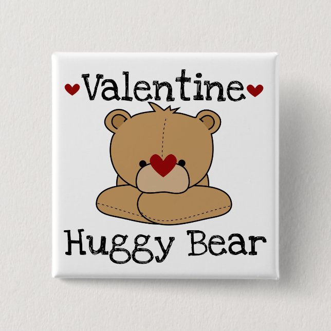 Valentine Huggy Bear Button Knapp (Framsida)
