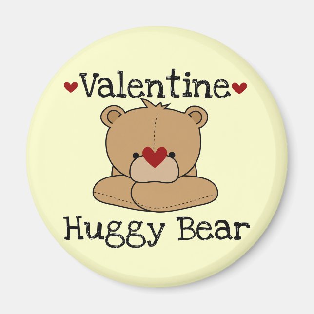 Valentine Huggy Bear Round Magnet (Framsidan)