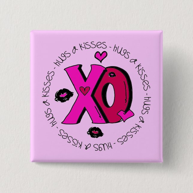 Valentine Hugs och Kisses Knapp (Framsida)
