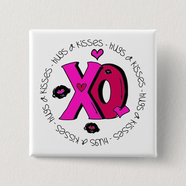 Valentine Hugs och Kisses Knapp (Framsida)