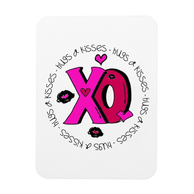 Valentine Hugs och Kisses Magnet (Vertikal)