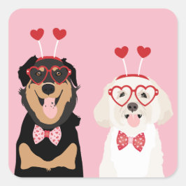 Valentine Hundar Rottweiler Maltipoo Puppy Fyrkantigt Klistermärke