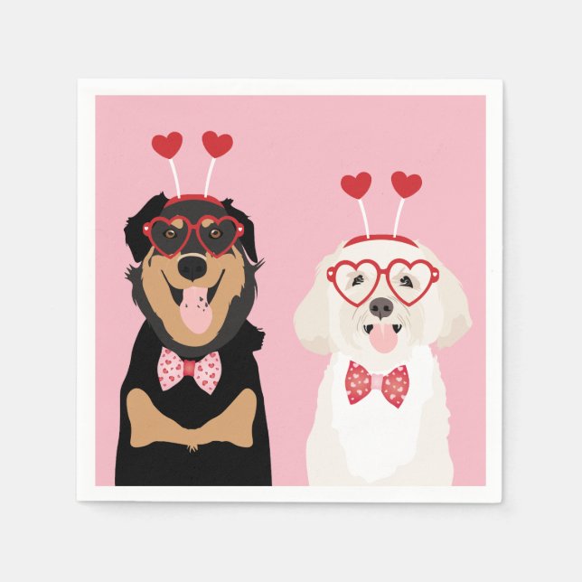 Valentine Hundar Rottweiler Maltipoo Puppy Pappersservett (Framsidan)