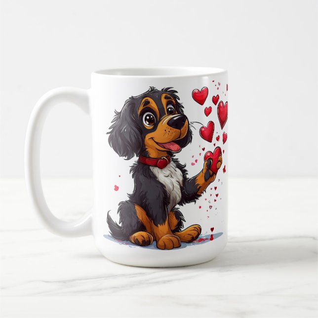☕ Valentine Hundmugg Med Hjärtan Present För Kärle Kaffemugg (Vänster)