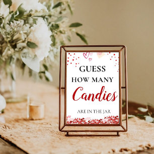 Valentine Hur många Candies är i burk-tecknet Poster
