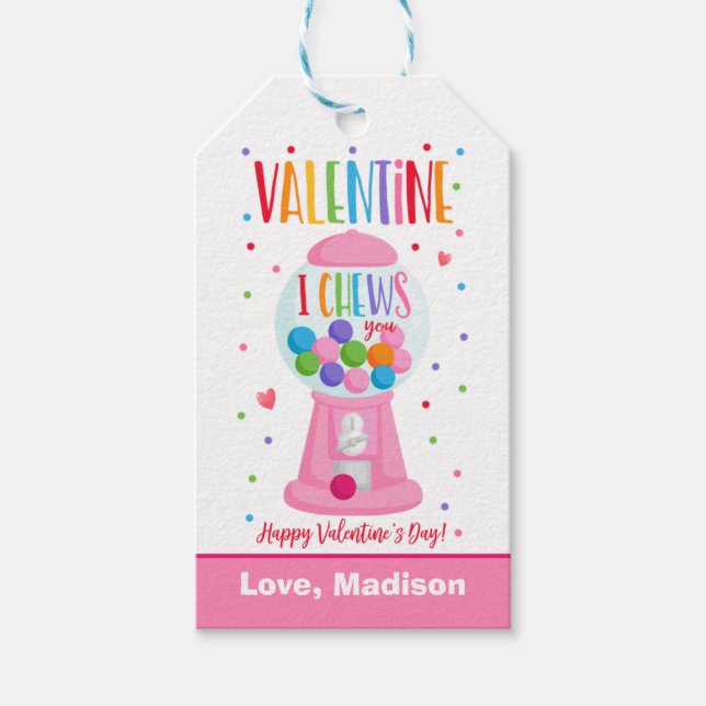 Valentine I Chews You Bubble Gum School Classroom Presentetikett (Framsidan)