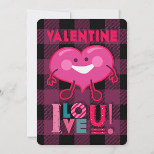 Valentine i Kärlek! Cute Heart-karaktär, Play Julkort