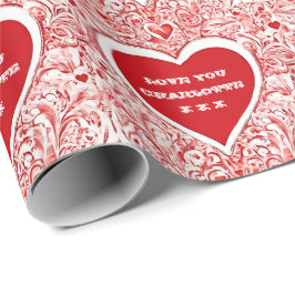 Valentine I Kärlek, du Red och White Mönster Presentpapper