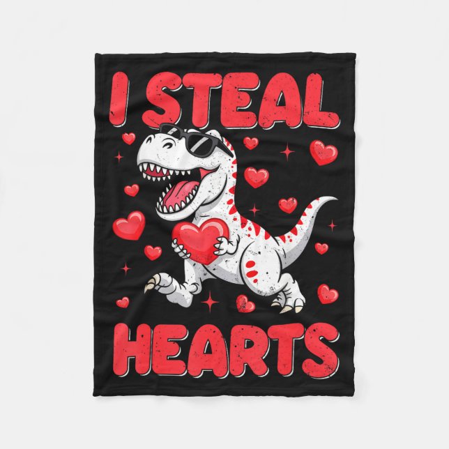 Valentine I Steal Hearts Trex Dino Toddler Kids Ba Fleecefilt (Framsidan)