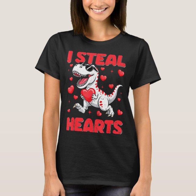 Valentine I Steal Hearts Trex Dino Toddler Kids Ba T Shirt (Framsida)