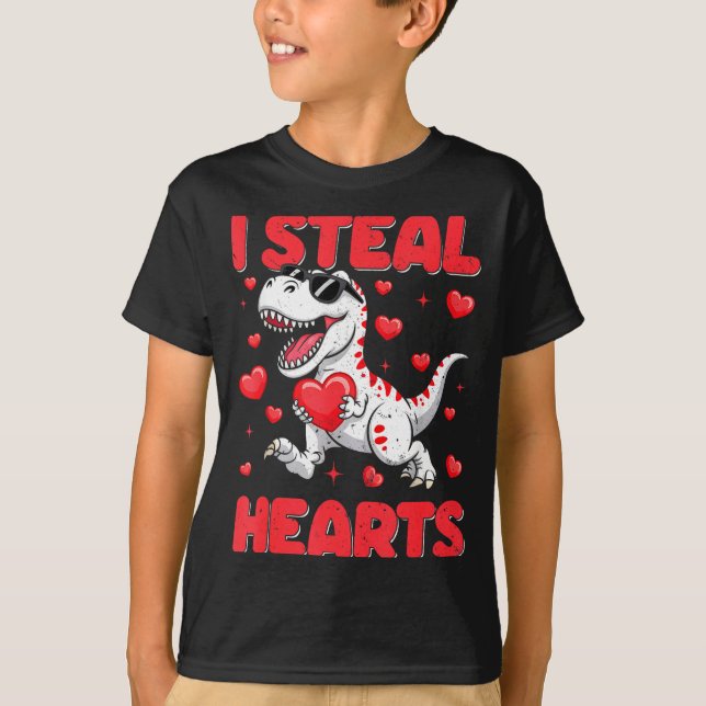Valentine I Steal Hearts Trex Dino Toddler Kids Ba T Shirt (Framsida)