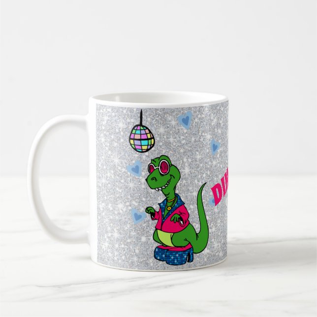 Valentine I Tänka Du är Dino-Mite, disco dinosaur Kaffemugg (Vänster)
