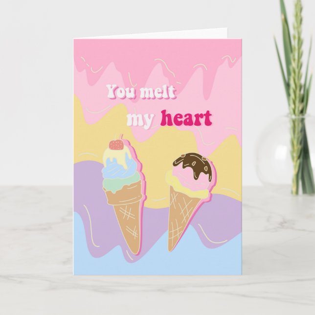 Valentine Ice Cream You Melt My Heart Kort (Framsida)